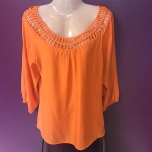 Willi Smith Orange long sleeve Blouse size large